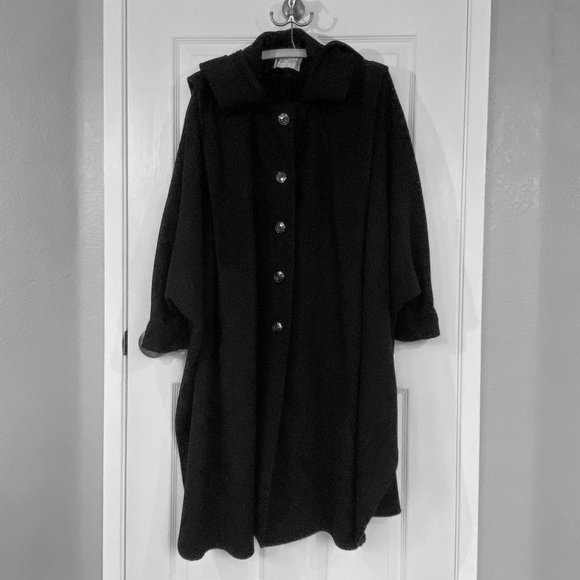 Black Wool Cape Outer Garment but with Long Sleeves by “alex hayes” - Picture 1 of 12
